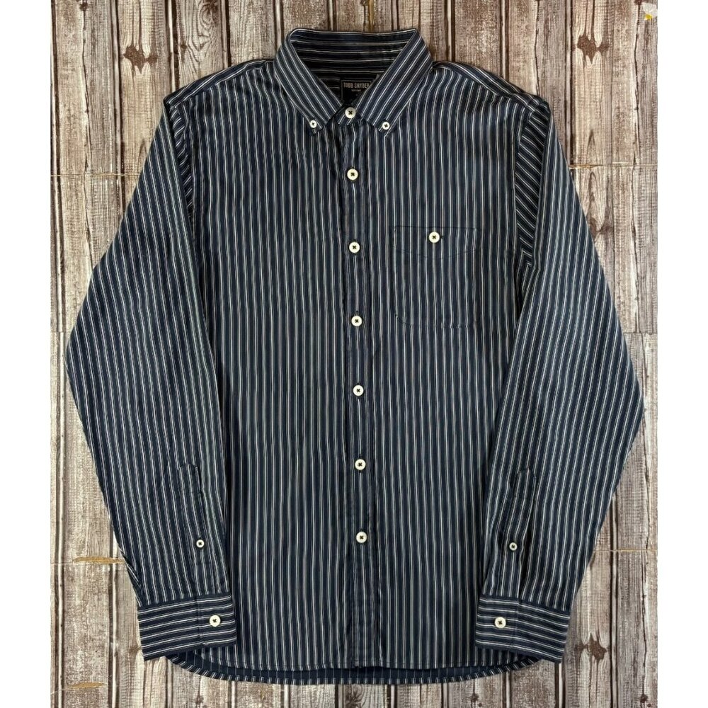 TODD SNYDER X ALBINI Finest Italian Fabric striped Shirt size M navy white NWT